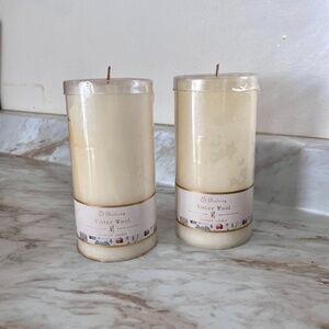 🪞 NWT SET Vanilla winter wool pillar candle set of two
